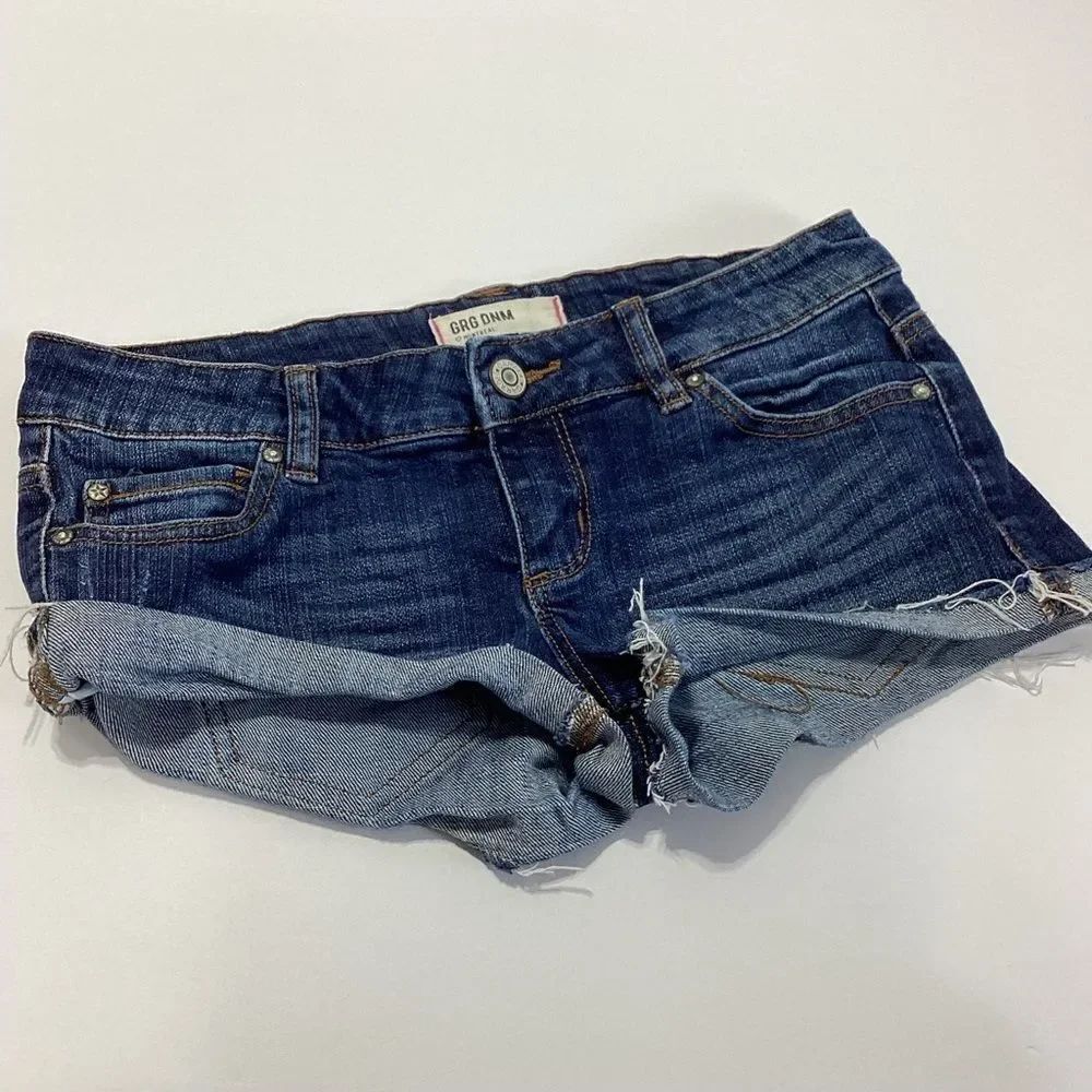Garage GRG DNM Montreal Cut Off Shorts Daisy Dukes Blue Denim Stretch Size 1